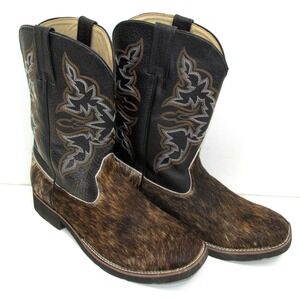 Roper Hair On Hide Black Shaft Square Toe Western Boot- Woman's S8.5 SIZE